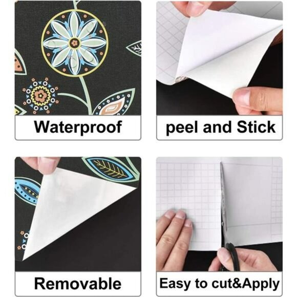 Floral Wallpaper 17.7" x 78.7" Multicolor Floral Peel and Stick Wallpaper - Picture 6 of 7